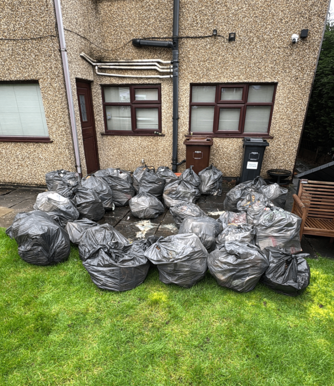 Large bagged rubbish clearance collected from a residential property