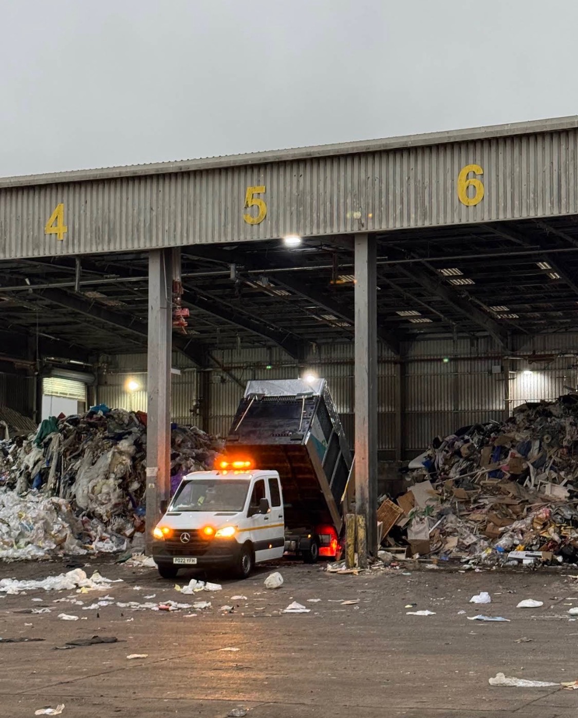 Mercedes Sprinter tipping at a licensed waste facility